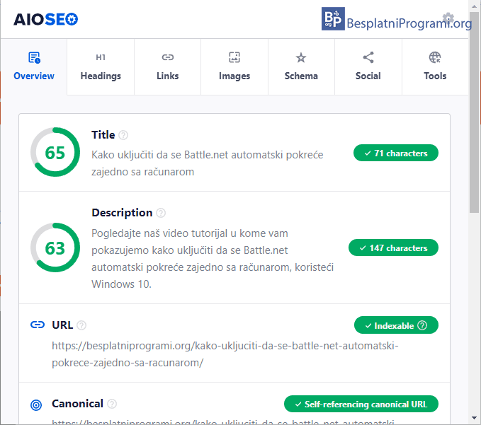 AIOSEO Analyzer – Brzo i lako proverite da li je veb stranica pravilno SEO optimizovana