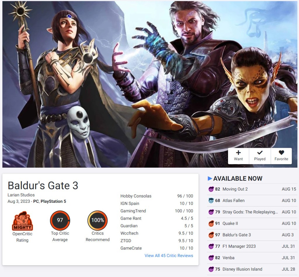 Baldur’s Gate III 12 dana nakon premijere najbolje ocenjena igra ikad na OpenCritic