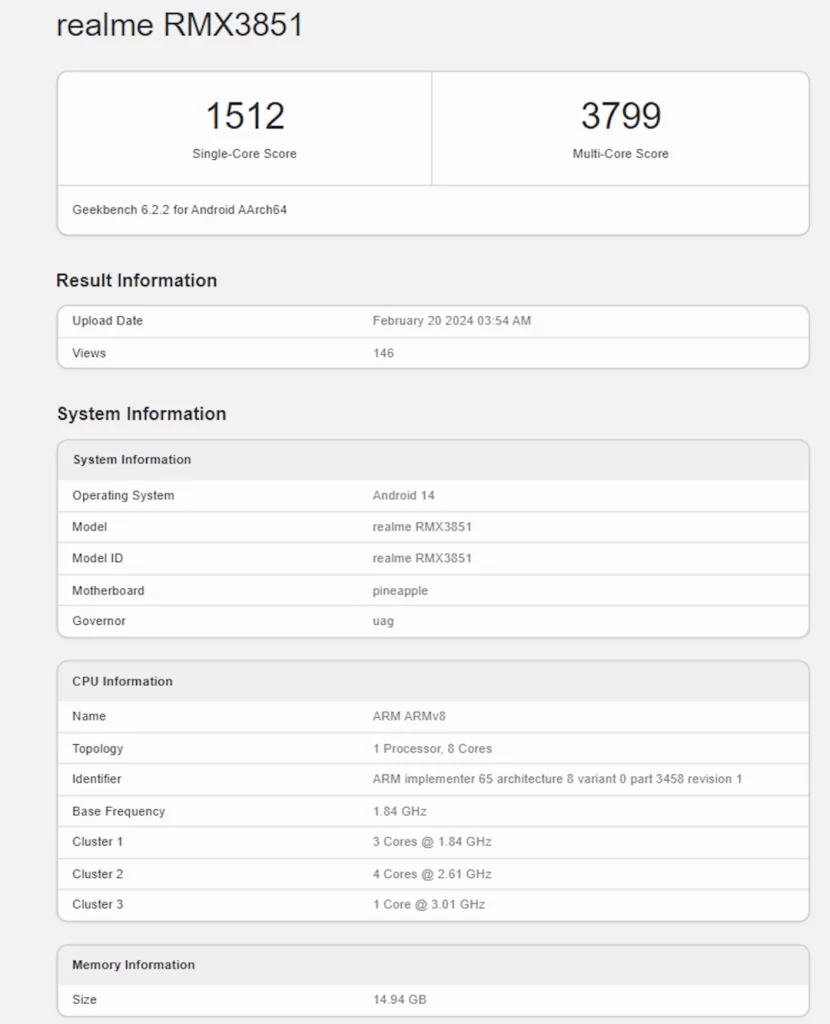 Nepoznati Realme telefon pojavio se u Geekbench bazi sa novim čipom, najverovatnije iz Snapdragon 8 serije