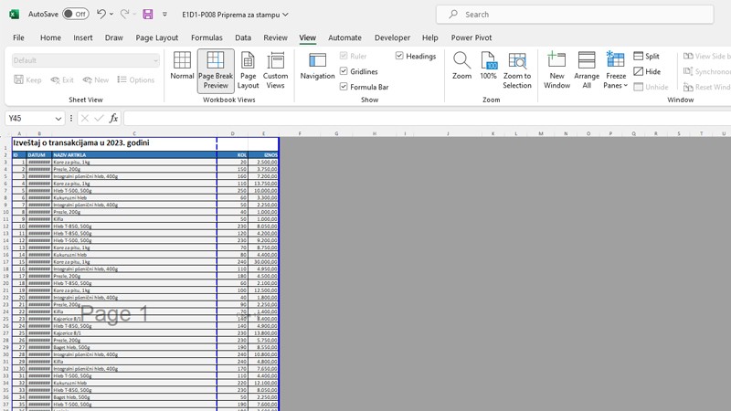 Pogledi na Excel tabele | PC Press