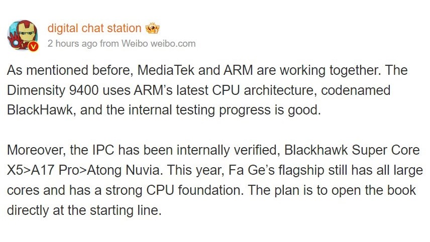 MediaTek Dimensity 9400 će koristiti novu ARM BlackHawk CPU arhitekturu