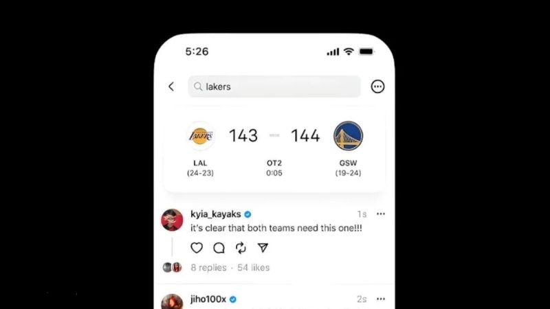 Threads ulazi u prikazivanje rezultata uživo sportskih događaja, počevši od NBA lige