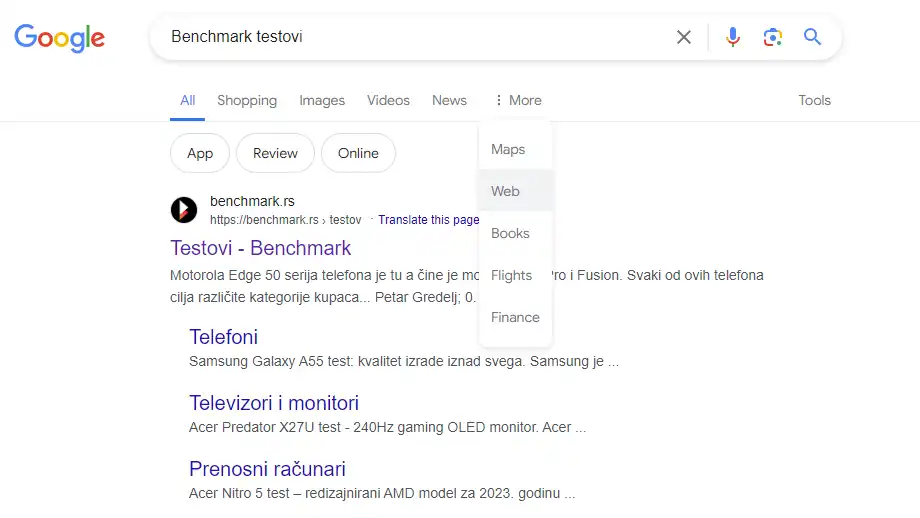 Google Search dobio Web filter – kao u stara dobra vremena