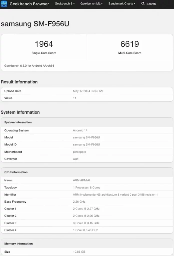 Samsung Galaxy Z Fold6 pojavio se u Geekbench listingu