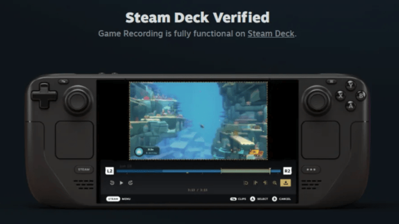 Valve lansirao ugrađeni snimač igara za Steam i Steam Deck