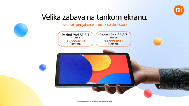 Xiaomi predstavlja Redmi Pad SE 8.7 i Redmi Pad SE 8.7 4G: Savršeni saputnici za zabavu u pokretu