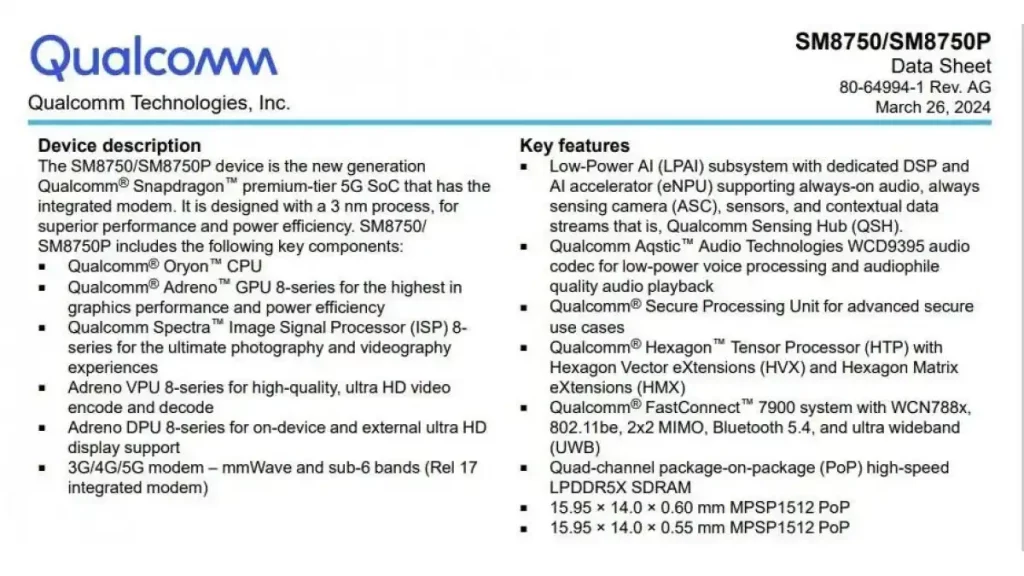 Objavljeni slajd otkriva da je Snapdragon 8 Gen 4 čip sa Oryon jezgrima izrađen u 3 nm