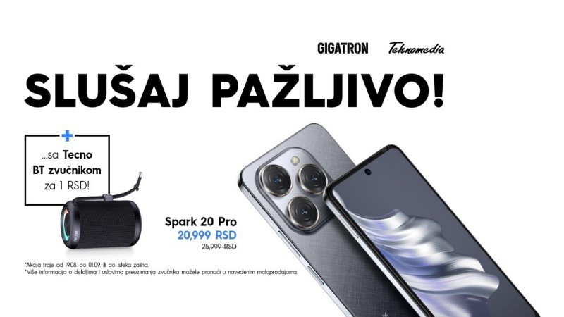 Kupovina Spark 20 Pro telefona donosi vam TECNO BT zvučnik na poklon!